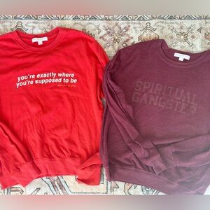Spiritual Gangster Long Sleeve Tees - SET OF TWO - Medium - Red + Maroon